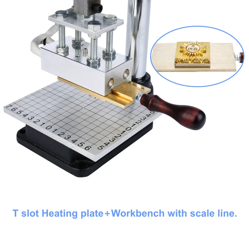 JINXINYANG T Slot Hot Foil Stamping Machine Embossing Manual Leather Paper Wood Machine With Measure Line Letters Heat Press