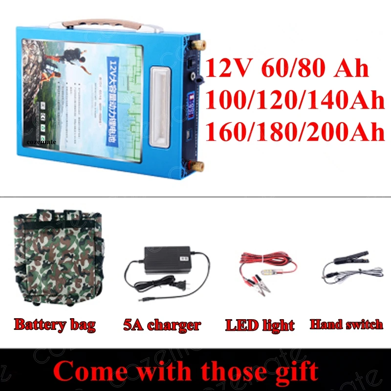 Tinggi Kapasitansi High Power 12 V 5 V USB 100AH 120AH 150AH 180 220AH Li-Polymer untuk Perahu motor Panel Tenaga Surya/Solar Panel Power Bank LED