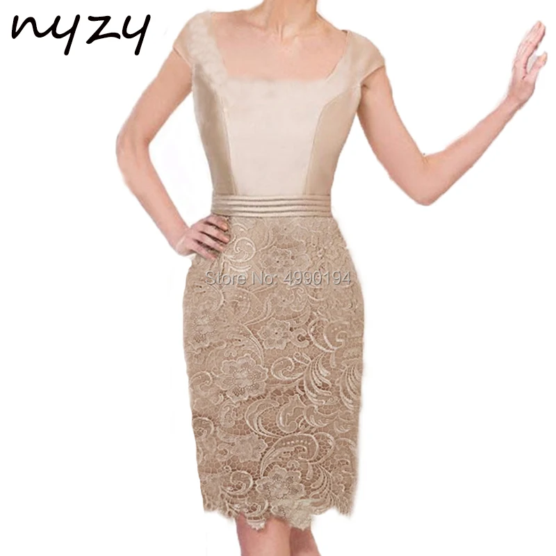 

NYZY M50A Champagne Lace Dress Cocktail Short Elegant Robe Soiree for Wedding Party Guest Evening vestidos de festa curto 2019