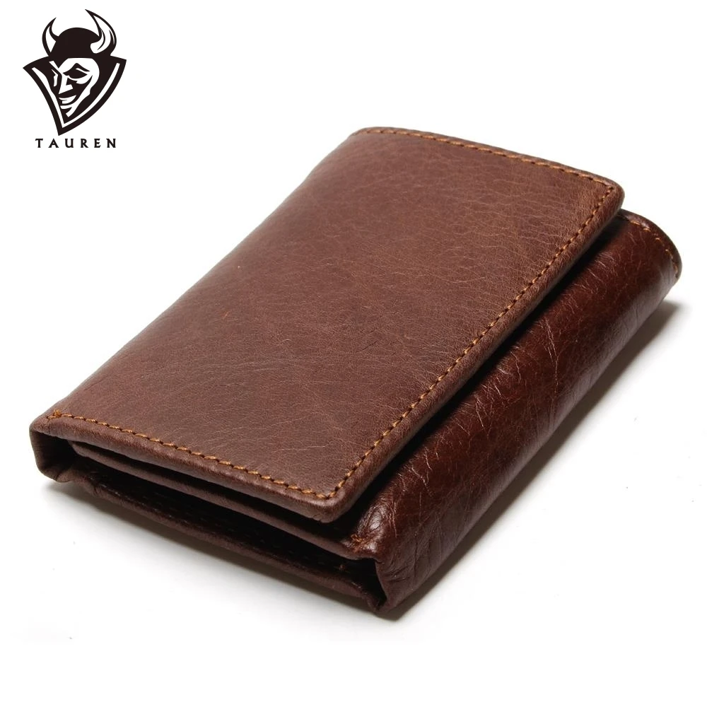 RFID Wallet Antitheft Scanning Leather Hasp Leisure Men\'s Slim Mini Case Credit Card Trifold Purse