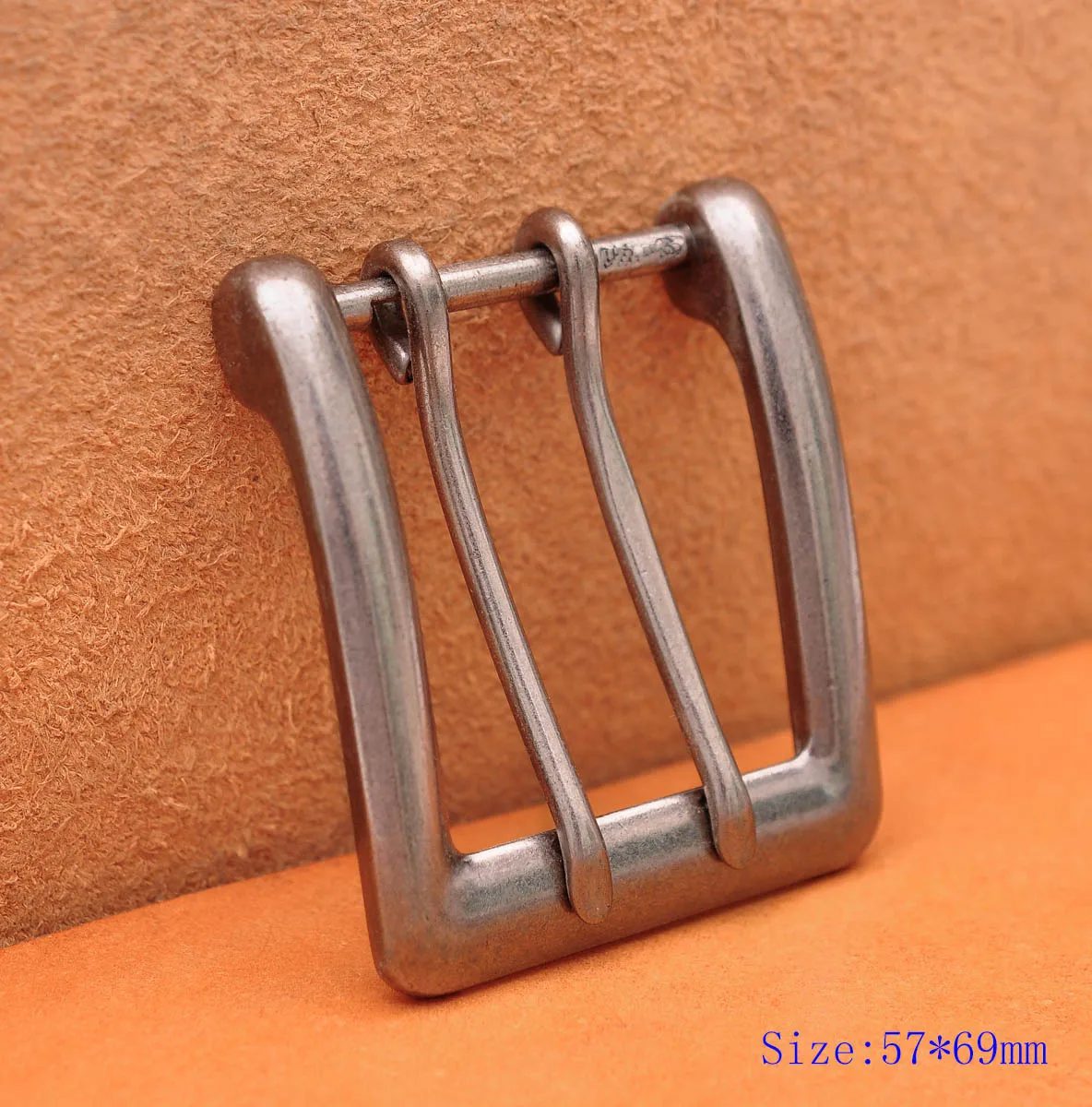 69*57MM  (INNER 40 MM) Heavy Antique Silver Double Tongue Pin Prong Men Belt Buckle Fits 40MM Belt Straps