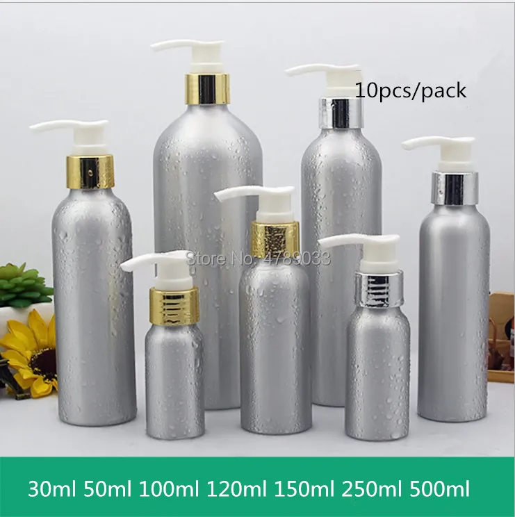 

30ml-500ml Refillable Aluminum Bottle,Empty Cosmetic Container Perfume Packing Bottle Press Pump Bottle For Lotion Shampoo Bath