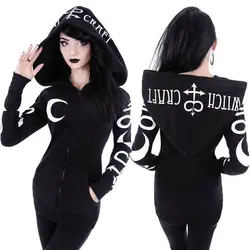 Hirigi Women Punk Gothic Long Sleeve Hooded Coats Jacket Long Sleeve Sports Hoodie Tops Outwear Streetwear