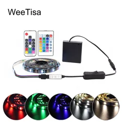 LED-strip Werkt op batterijen 5050 RGB 2835 Warm koel wit 1M 2M 3M 4M 5M 5V 6V Batterij-aangedreven LED-tape Lintverlichting Waterdicht