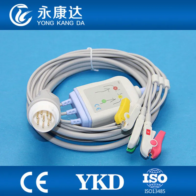 M1723B 8-pin ECG cable with clip IEC 3 leads