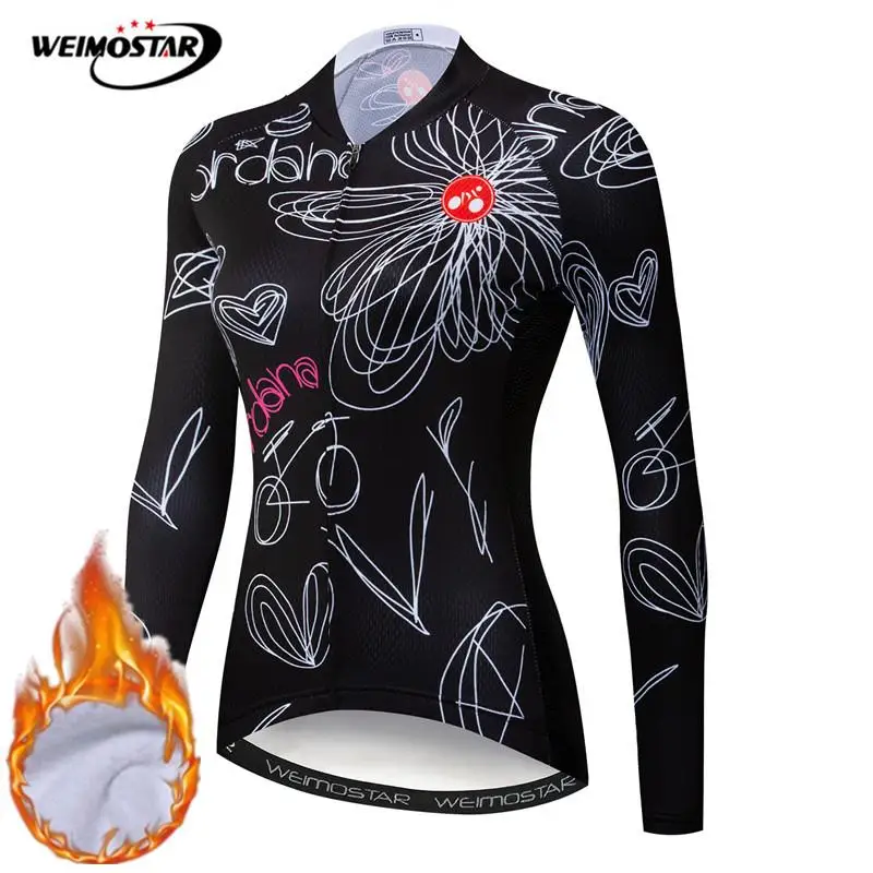 Weimostar Windproof Cycling Jersey Team Long Sleeve Bicycle CLothing Fleece Warm MTB Bike Jersey Shirt Racing Cycling Wear Top