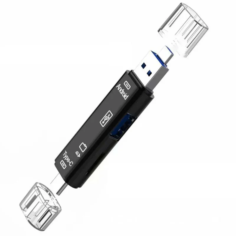 5-in-1 Multifunctional OTG Card Reader Micro-SD / SD Card / USB Reader Support TF Android Type-c Phone / Computer / Type-c Uni