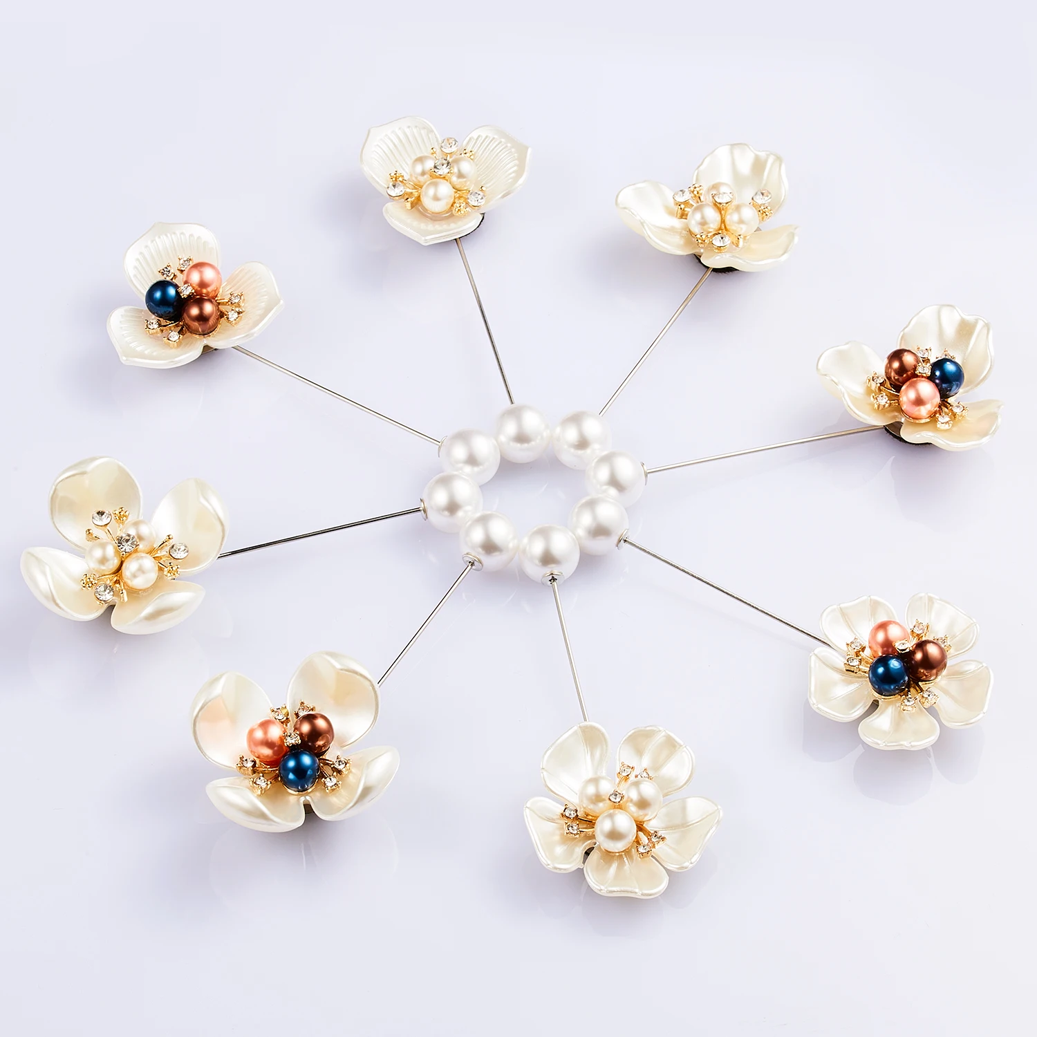 RINHOO New Fashion Rose Flower Camellia Brooch Corsage Long Needle Pin For Women Sweater Shawl Shirt Collar Jewelry Accessories