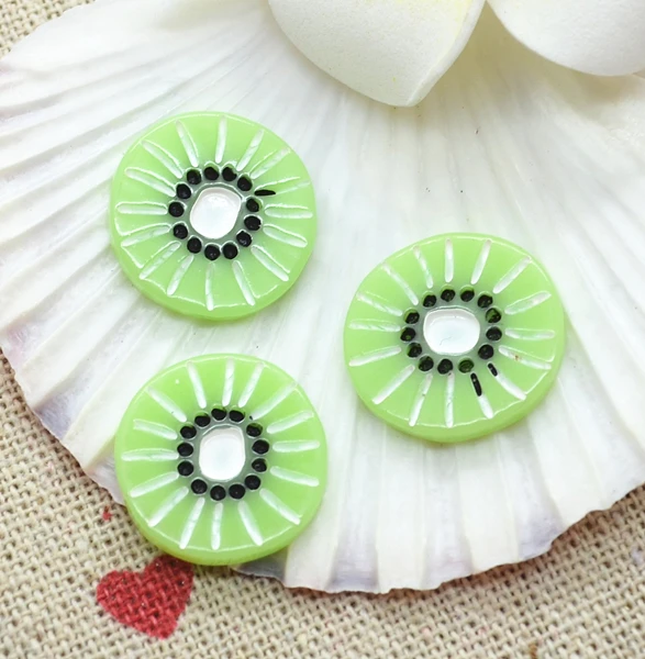 kiwi fruit slice 20PCS 18mm Resin Flatback Cabochon Miniature Food Art Supply Decoration Charm Craft DIY