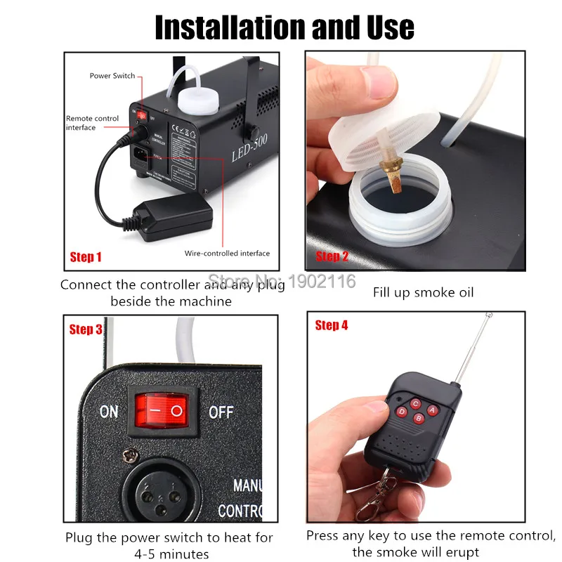 Fog Machine With RGB LED Lights, DJ Smoke Machine With Wireless and Wired Remote Control, Home Party Show Stage Pump Fogger