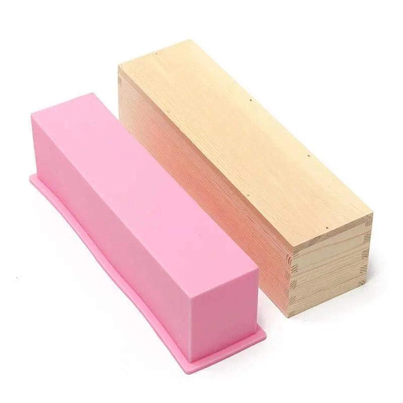 Silicone Soap Mold With Wooden Box Loaf Cake Maker Slicer Cutter Handmade Soap Material Set DIY Soap Candle Supplies