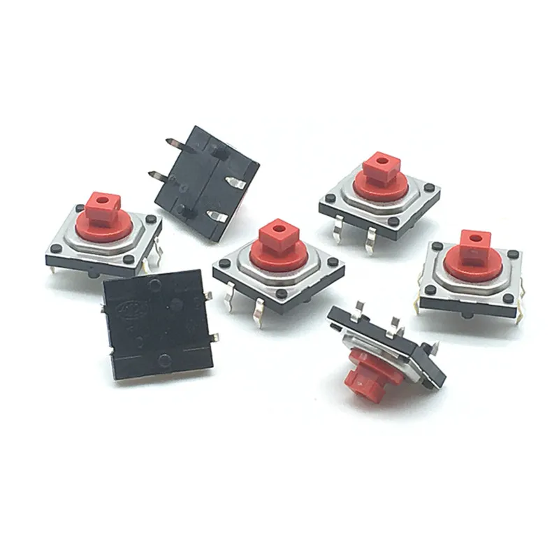 20PCS SKQEACA010 Push Button Switch Momentary Type 12x12x7.3mm Red Button Tact Switch