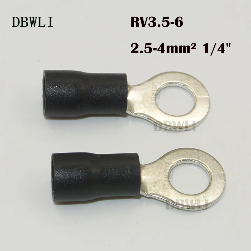 50PCS RV1.25-6 RV2-6 RV3.5-6 RV5.5-6 1/4 Ring insulated terminal Cable Wire Connector Electrical Crimp Terminal