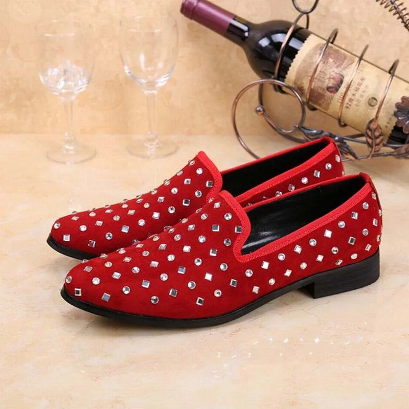 2017 Luxury Shinny Glitter Rhinestone Men Shoes Man Crystal Slip On Loafers Zapatos Hombre Suede Nightclub Bar Dress Shoes Flats