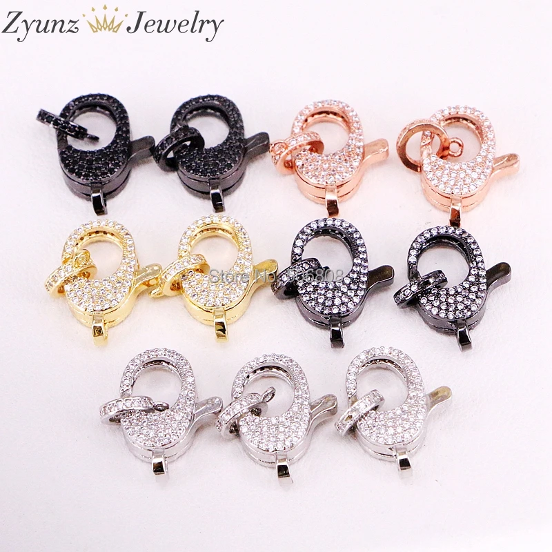 

10PCS ZYZ324-9757 CZ Micro Pave Lobster Claw Clasp/Link Connector, Pave Claw Clasp,Micro Pave CZ Clasps,Link/ Connector/ Clasps