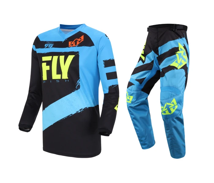 New Fly Fish Black Motocross F-16  Jersey & Pant Combo Sizes MX/ATV/BMX/MTB Riding Gear Adult Racing Set