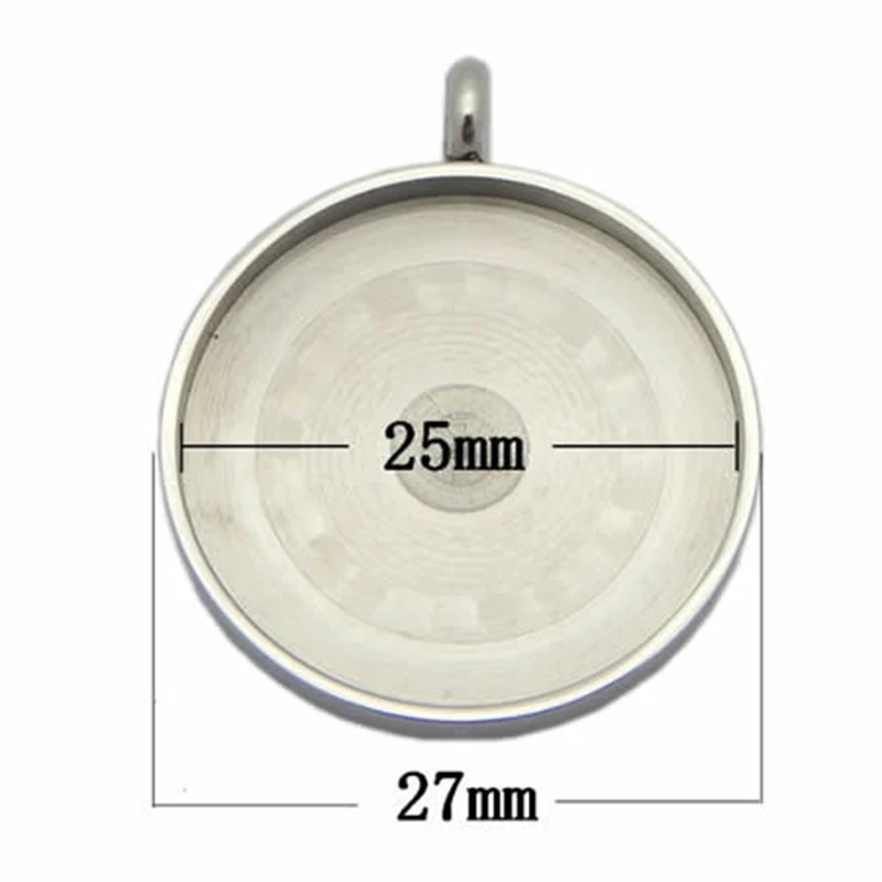 Beadsnice 35981Psmt17 Stainless Steel 1 Inch Pendant Tray Setting 25mm Blank Pendant Tray Hole 3mm Round Bezel Cabochon Setting