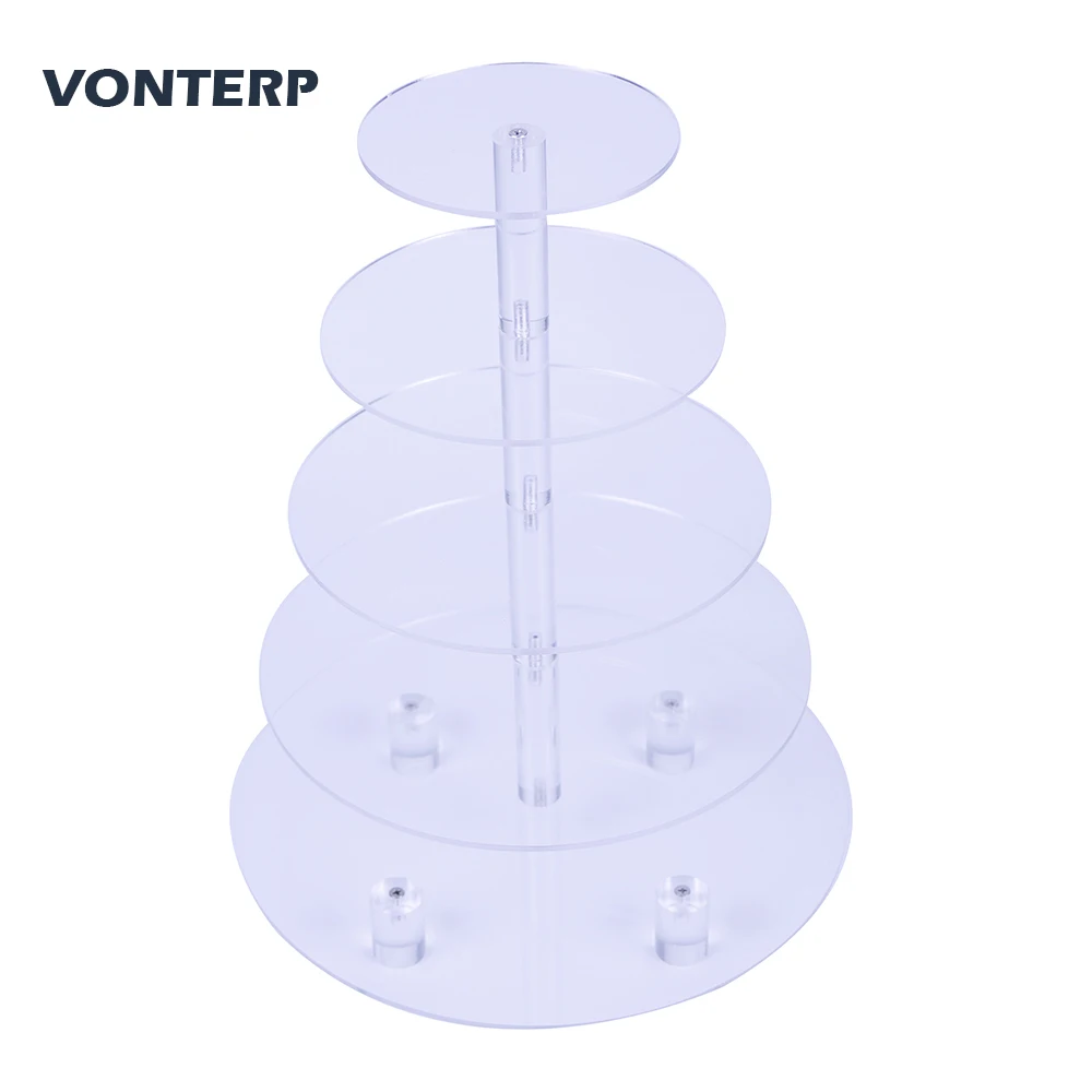 

HMROVOOM Round 5 Tier clear Acrylic Cupcake Display Stand /acrylic cake stand with base