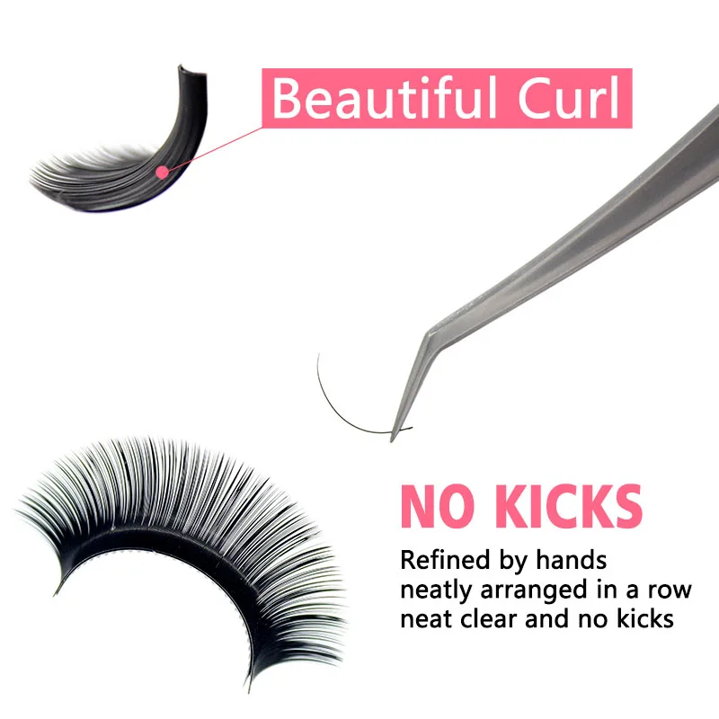 Kimcci 16Rows 7-15mm Mix Faux Eyelash Extension Individual Silk Mink Eyelashes Professional Natural 3D Volume Cilia Long Black