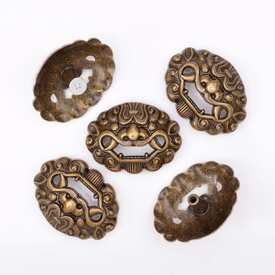 6pc 39X34MM Brass Chinese Lion Dragon Head Conchos Screw Back