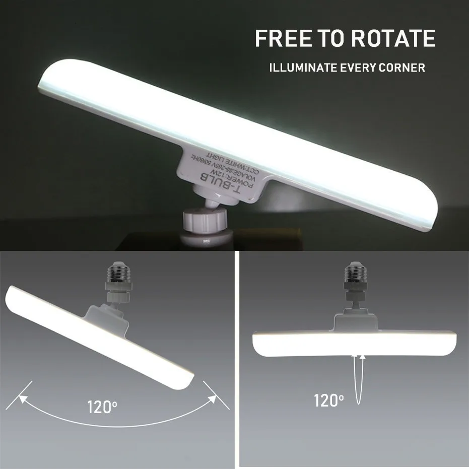 No Flicker 12W E27 Bulb AC85V-265V 2835 T Shaped Free Rotation Lampada Led Indoor Lights LED Lamp