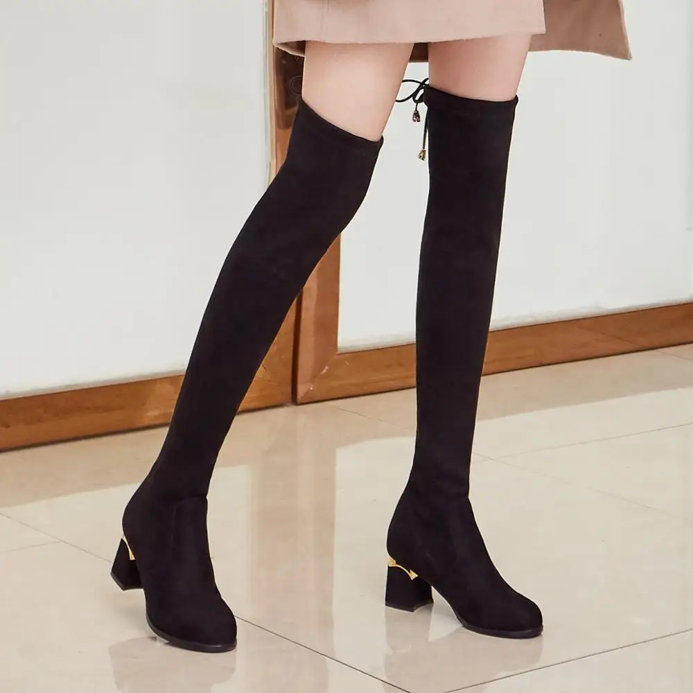 Women Over The Knee Boots Lace Up Sexy High Heels Women Boots Autumn 2021 Woman Shoes Winter Thigh High Boots Suede High Heel
