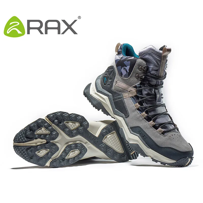 RAX Men Hiking Boots Waterproof Winter Warm Snow Boots Anti-slip Hunting Shoes Men Outdoor Sneakers for Men Trekking Shoes Light