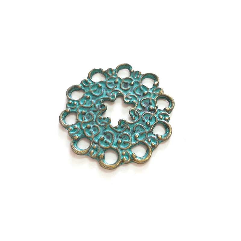 2021 New Fashion 5pieces 32mm Zinc Alloy Green Flowers Earrings Porous Connector Charms Linker for DIY Jewelry Accessories