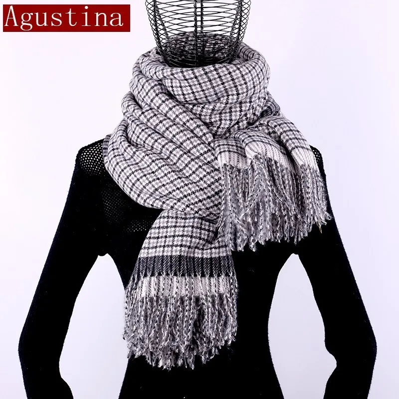 winter cashmere scarf Lattice tassel women wool shawl hijab luxury for ladies long scarves thick oversize pashmina sjaal echarpe