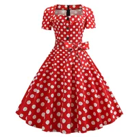 Women Square Collar Elegant Vintage Summer Dress Short Sleeve Midi Dress Robe Femme Casual Office Party Dress - Image 6