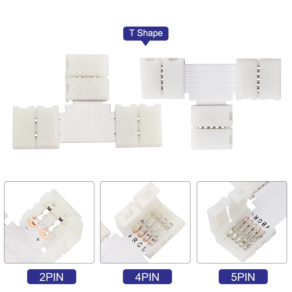 5pcs/lot 4 pin 2 pin 3 pin 5 pin LED Connector L Shape T Shape X Shape For connecting corner right angle LED Strip Light