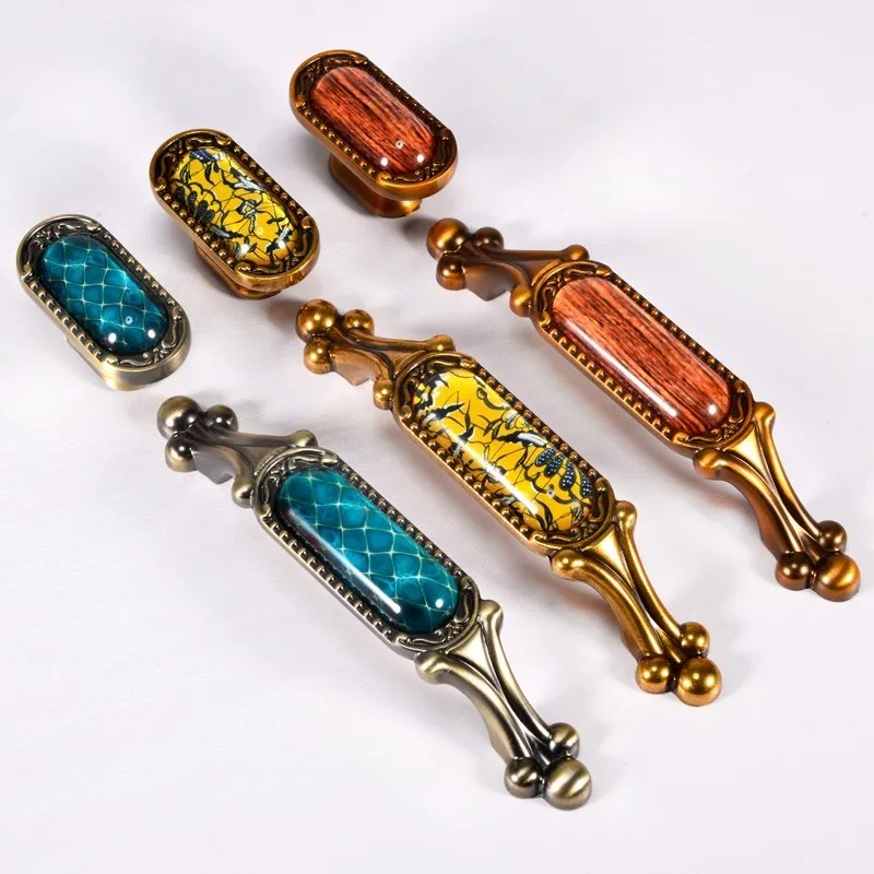 مقبض أثاث عتيق فاخر من البرونز ، مقابض مطبخ أنيقة ، خزانة ، باب ، درج