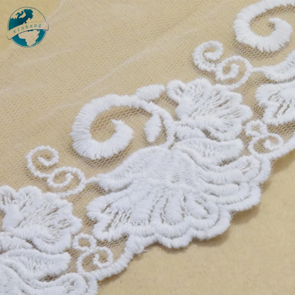 7cm width Cotton embroid lace dolls ribbon guipure trim fabric warp knitting DIY Garment Accessories wedding lace#3421