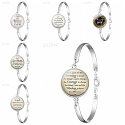 Serenity Prayer Quote Fashion Wrist Bracelet Glass Dome Cabochon Jewelry Round Bangle Bracelets Accessories Women Gift