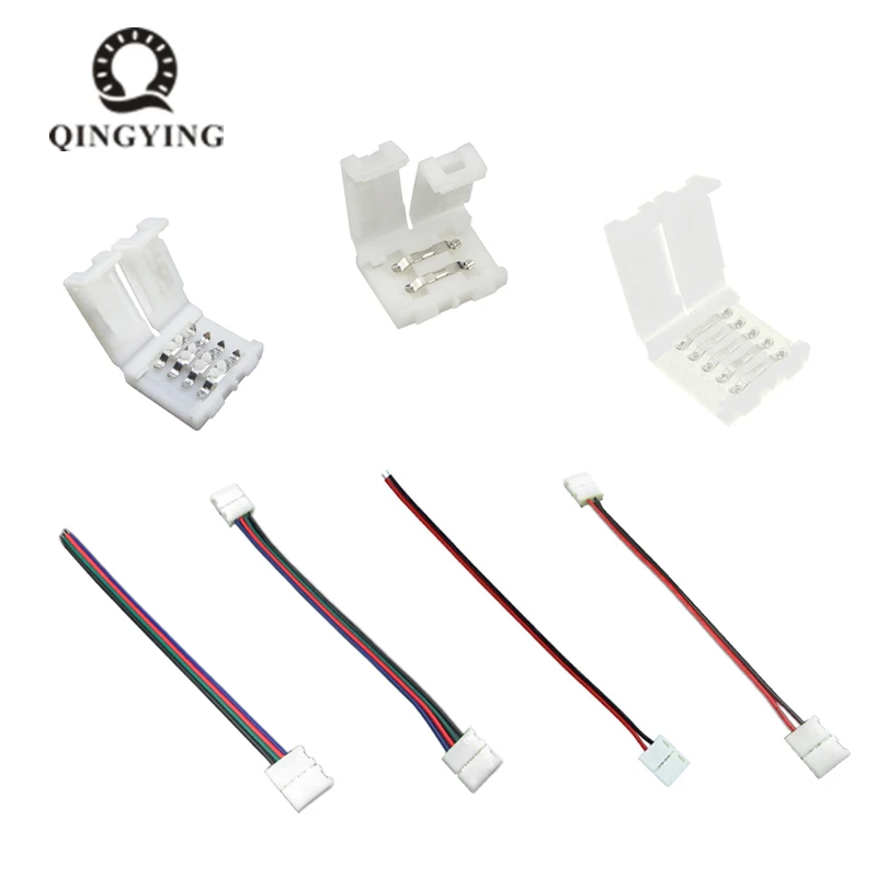 50-500pcs/lot LED Strip Connector 2pin 8mm / 2pin 10mm / 4pin 10mm / 5pin 12mm Easy Install Free Welding Quick Connector