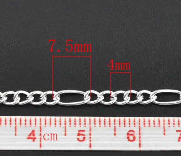 DoreenBeads Silver color Links-Opened Chains Findings 10M length (B09583), yiwu