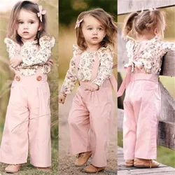 PUDCOCO Toddler Kids Baby Girl Autumn Outfit Clothes T-shirt Tops+Long Pants 2PCS Set Overall Outfits 0-5T