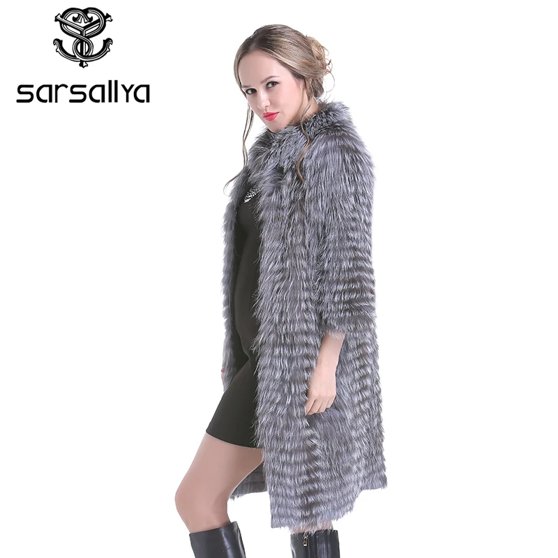 Fox Fur Coats Women Silver Fox Natural Fur Coats Female Autumn Knitted Long Genuine Fur Jackets Ladies Fashion Luxury 2024 New