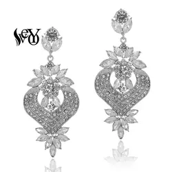 VEYO Heart shape Luxury Crystal Earrings for Women Fashion Jewelry Hyperbole Rhinestone Drop Earrings New