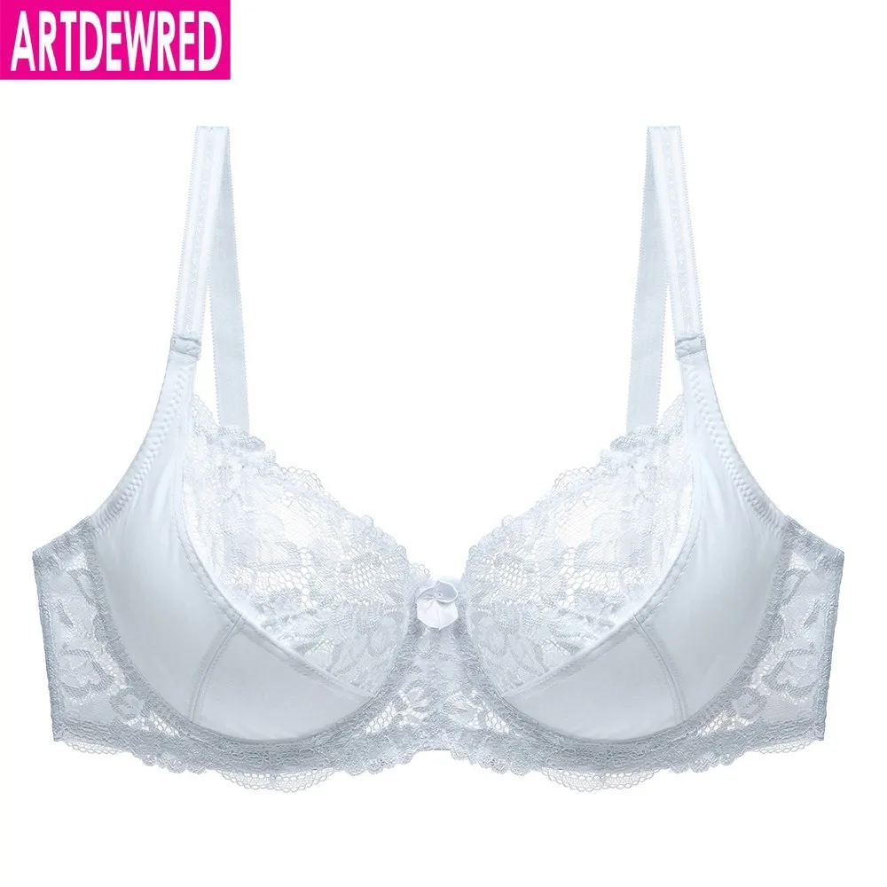 New Lace Perspective Bra Women Sexy Lingerie Underwire Embroidery Floral Bralette Plus Size C D E 80 85 90 95 100 105