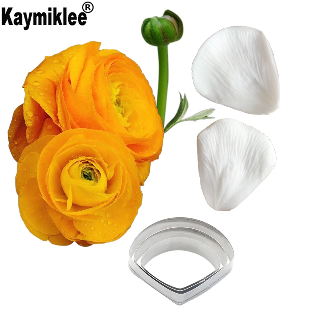 Buttercup Flower Petal Veiner Silicone Fondant Cake Mold, Sugarcraft Decorating Mold, Chocolate Cupcake Tools Mould CS296