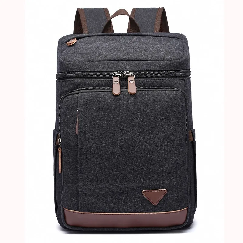 Canvas Backpack Vintage School Bag Travel Rucksack Fits 14'' Laptop Daypack College Student Bookbag For Men Shoulder Satchel