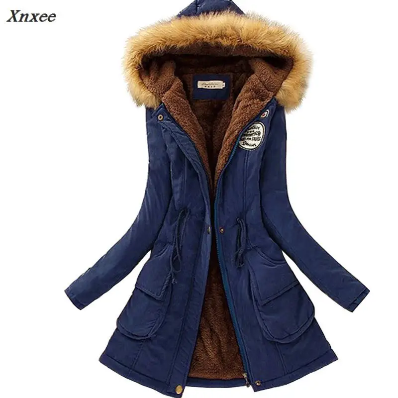 

Autumn Warm Winter Jacket Women Fashion Women's Fur Collar Coats Jackets for Lady Long Slim Down Parka Hoodies Parkas Xnxee