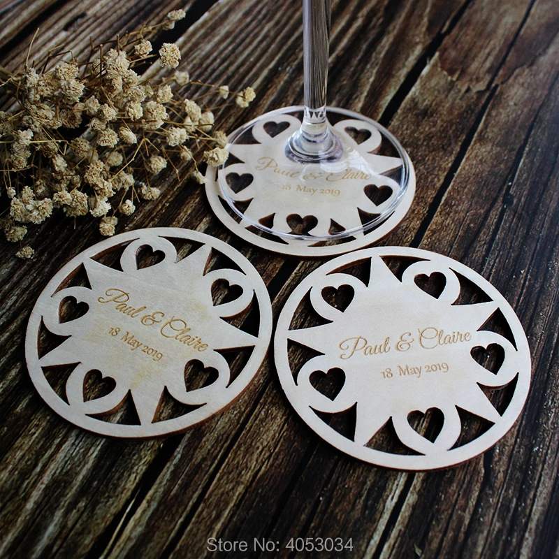 Personalised wooden coaster, rustic coaster, wedding gift, wedding favour, anniversary gift, rustic