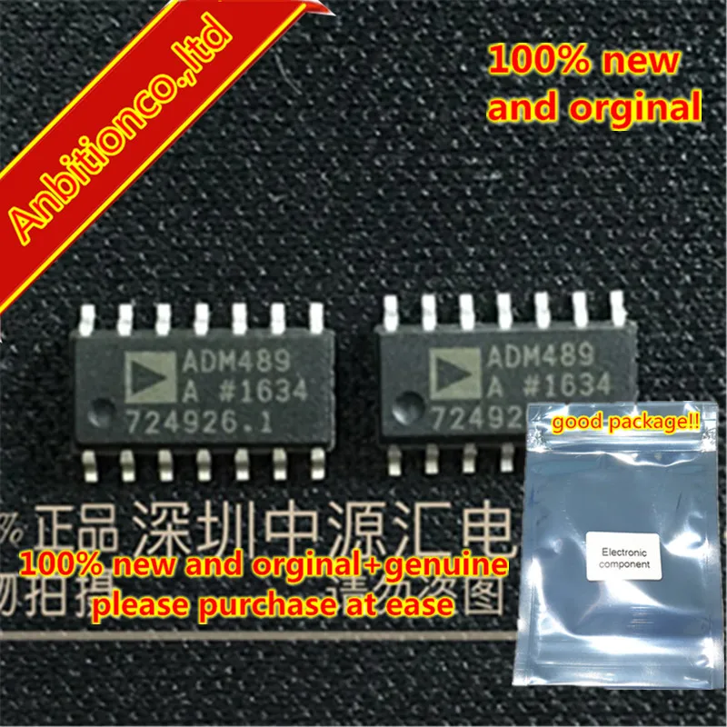 10pcs  100% new and orginal ADM489ARZ ADM489AR SOP-14 Full-Duplex, Low Power, Slew Rate Limited, EIA RS-485 Transceiver in stock