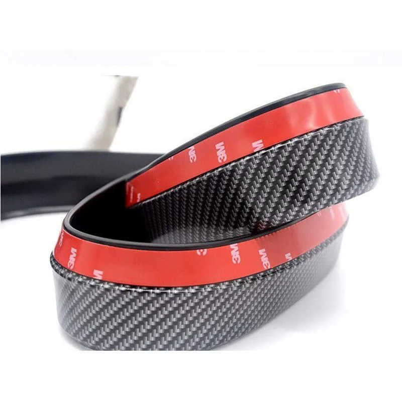 2.5/M Universal Black Carbon Fiber Car Front Lip Reduce Scratch Border Bumper Strip Rubber