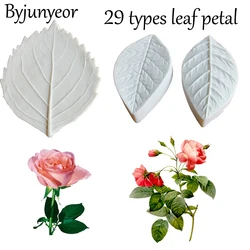 26 türleri çiçek & yaprak Petal silikon kalıp fondan kalıp kek dekorasyon aracı Gumpaste reçine kil kalıp şeker Candy craft araçları C336