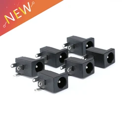 10Pcs PCB Mount 5.5 x 2.1 mm Female DC Power Jack Plug Socket Connector Black 2.1 socket Round the needle