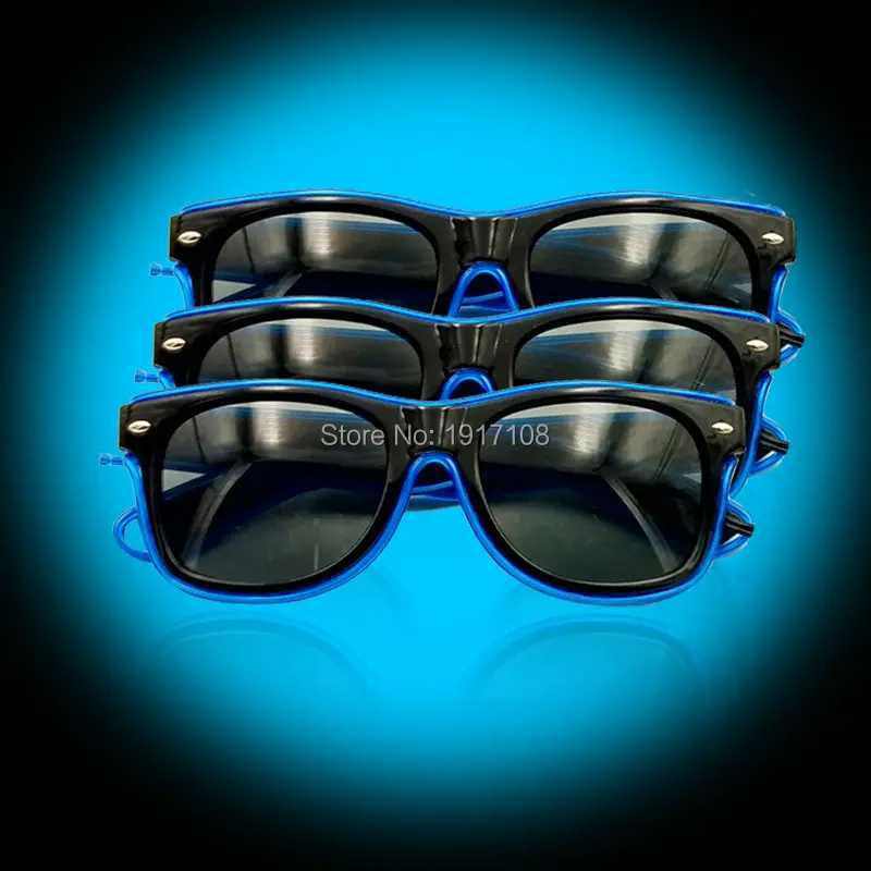 EL Glasses with Black/Dark Lens 10 Colors Available with Steady on Driver Costume LED Glowing Glasses for DJ Glow Party Supplies