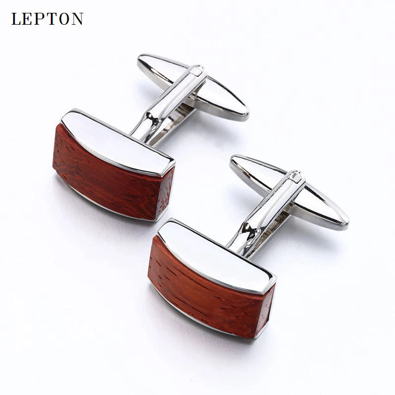 

Hot Sale Square Wood Cufflinks For Mens Lepton Wooden cuff links Fashion Business Gift Men shirt cuffs Cufflink Drop Shipping